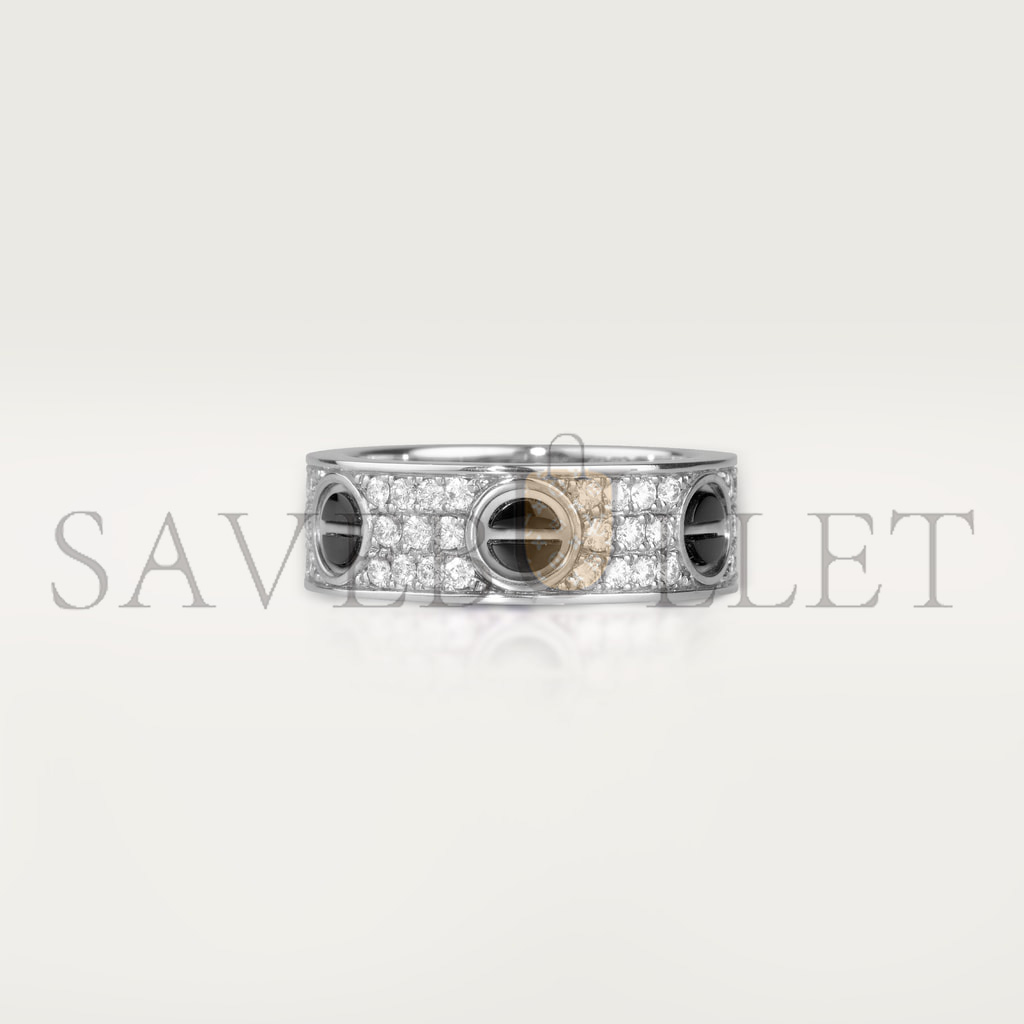 Ca*t*er love white gold ring, classic model, paved, ceramic b4207600